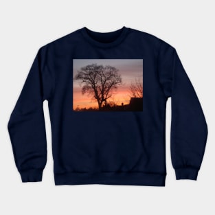 black silhouette winter tree with amazing sunset sky Crewneck Sweatshirt